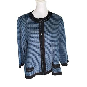 Misook Exclusively - Multi Blue Cardigan Sweater Sz L